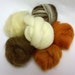 Wool roving assortment for needle felting, sampler, Wooly Buns in Giraff, 1.5 oz
