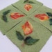 Needle felted coaster set of 4, made from wool, orange/yellow flower, hand made,