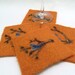 Needle felted coasters, houseware, home decor, blue bird on branch, set of 4