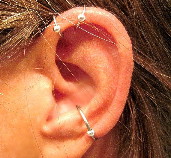 2 Sterling Silver Captive Ball Helix Ear by ArianrhodWolfchild