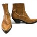 Leather Tooled Alligator Caramel Brown Ankle Boots // Rocker Grunge // Beatle Mod // Mens Wear Dress Shoes