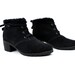 vintage 1980s-early 90s Suede Leather Lace Up Platform Heel Boots /Fur Lined / Grunge Ankle Combat / Womens Sz. 9 - 9.5