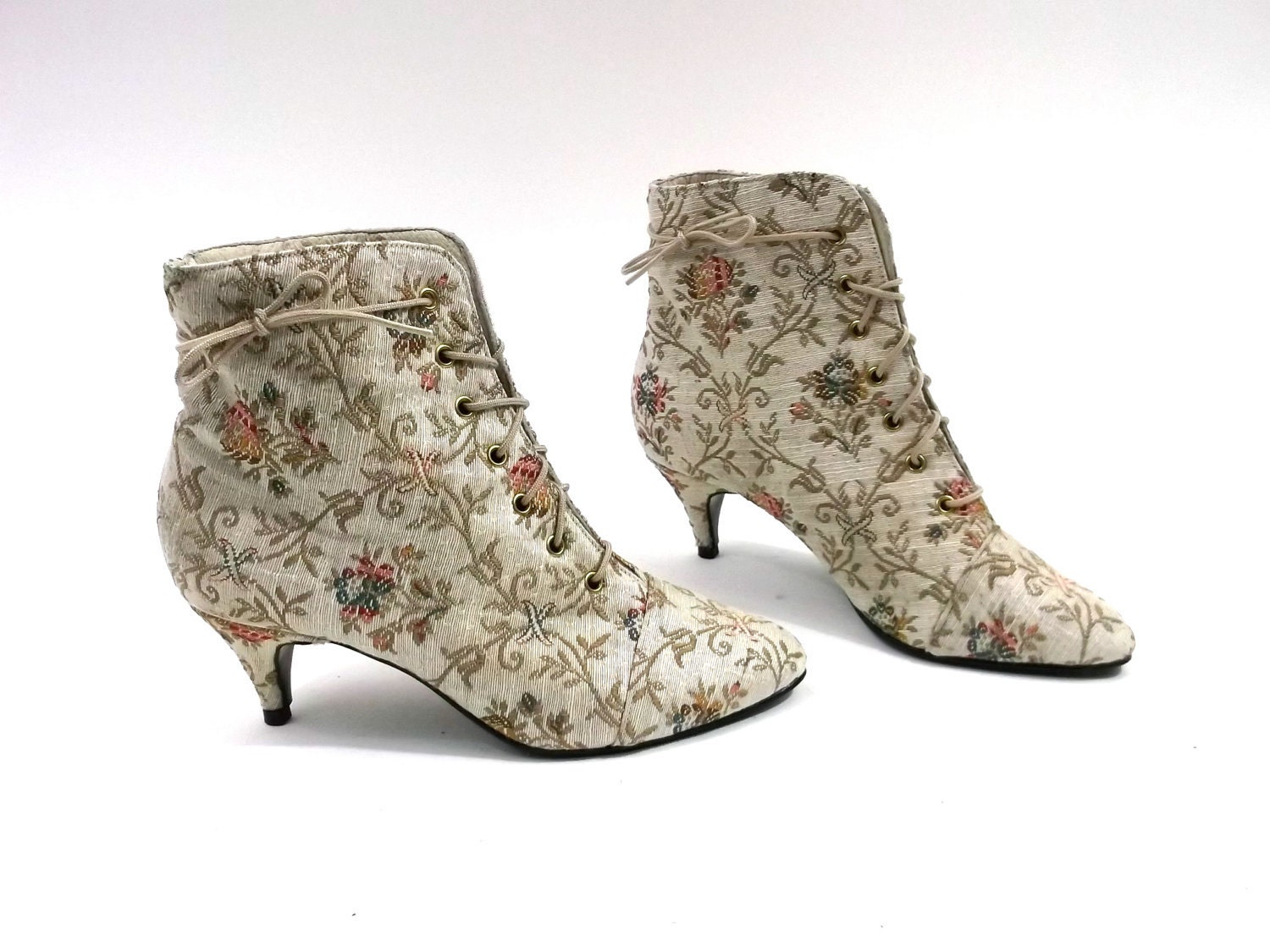SALE // Tapestry Embroidered Brocade Granny Boots // Womens