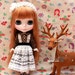 20% OFF - LAST SET - Girlish chololate dotties top long-sleeves lace dress with flower headress set for Blythe