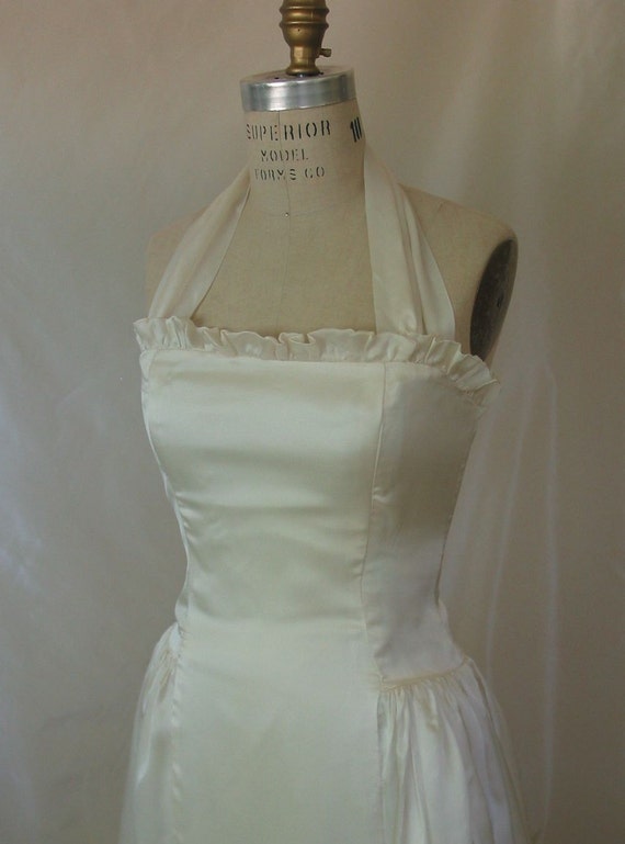 Items similar to Ivory Silk Halter Style Beach Resort Wedding Dress ...