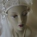1920s Vintage Lace and Ruched Ivory Satin Ribbon Crown Style Wedding Headpiece and Veil
