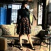 Vintage Dress . 1960s Long Sleeve Color Block Dress . Plaid Skirt . Size Small