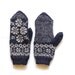 Fair Isle merino wool mittens in dark and light blue colors
