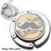 Wedding Bridesmaid Gifts Vintage Mustache Design in Gray and Yellow Foldable Purse Hook Bag Hanger With Lipstick Compact Mirror
