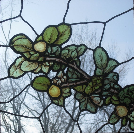 Items Similar To Apple Tree Branch Stained Glass Panel On Etsy