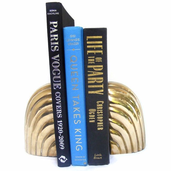 Concentric Arch Vintage Brass Bookends