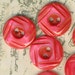 6 Vintage Raspberry Red Carved Mother of Pearl Shell Buttons 5/8 Inch 16mm