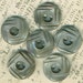 6 Vintage Tinted Gray Carved Mother of Pearl Shell Buttons 5/8 Inch 16mm