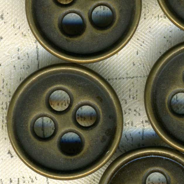 11 Vintage Burnished Metal Sewing Buttons 5/8 inch 16mm