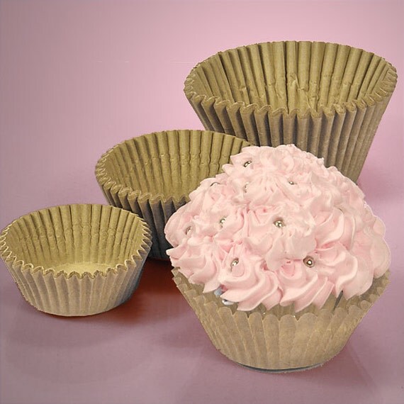 100 Unbleached JUMBO LARGE Cupcake MUFFIN Liners Baking Cups