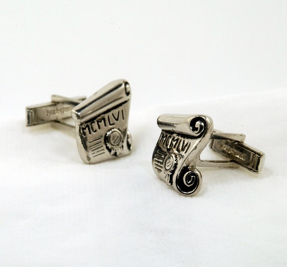 Vintage 1956 Roman Numeral Diploma Cufflinks
