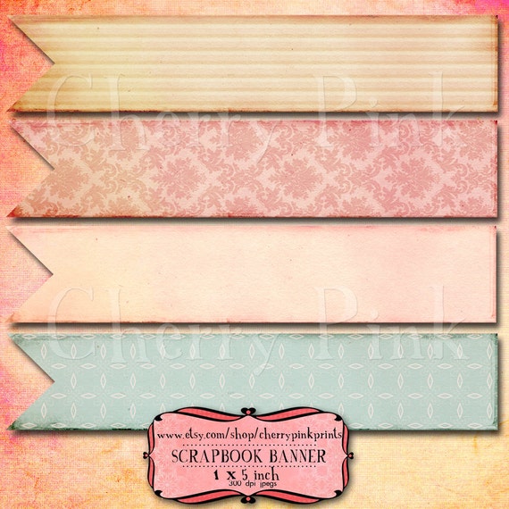 10 Scrapbook Banners pastel Scrapbook digital download for