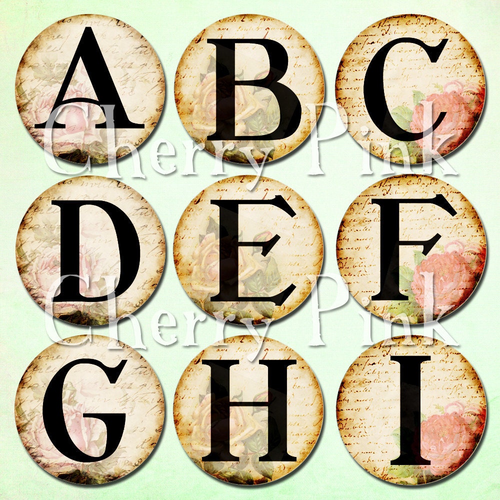 alphabet 1inch circles clip art printable collage sheet with