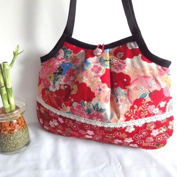 FREE SHIPPING Japanese Kimono Pattern Granny bag purse by MofLeema
