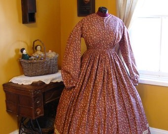 Custom made Civil War Dress cotton fabric supplied