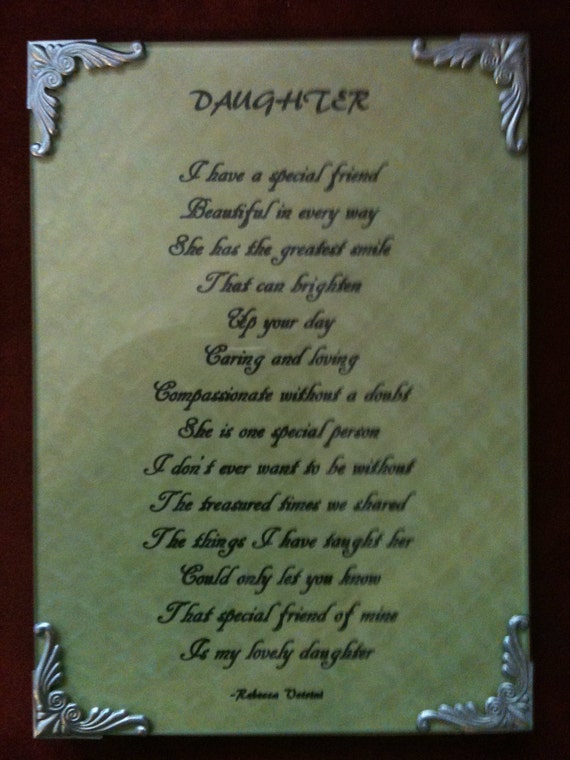 Items similar to Beautiful framed Daughter poem gift on Etsy