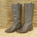 Vintage Lady's Pale Green Leather Flat Boots Size: EUR 39 / US Woman 8 1/2