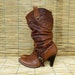 RESERVED Vintage Lady's Brown Leather Harness Buckle Heel Boots Size: EUR 36 / US Woman 6
