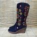 Vintage 1990's Black Textile Embroidered Platform Boots Size: EUR 36 / US Woman 6