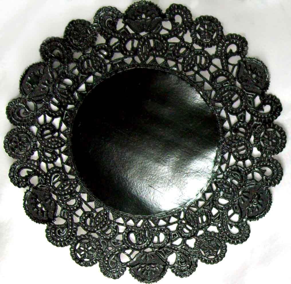 Large Black Paper Doilies 3 doilies 10 inch black and