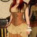 New Design - Victorian Patchwork Longer Length Underbust Corset - Basic - Rose, Gold, & Brown - Fits Waist 26.5"-28.5"