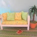 Sun Room sofa in yellow and white dollhouse miniature