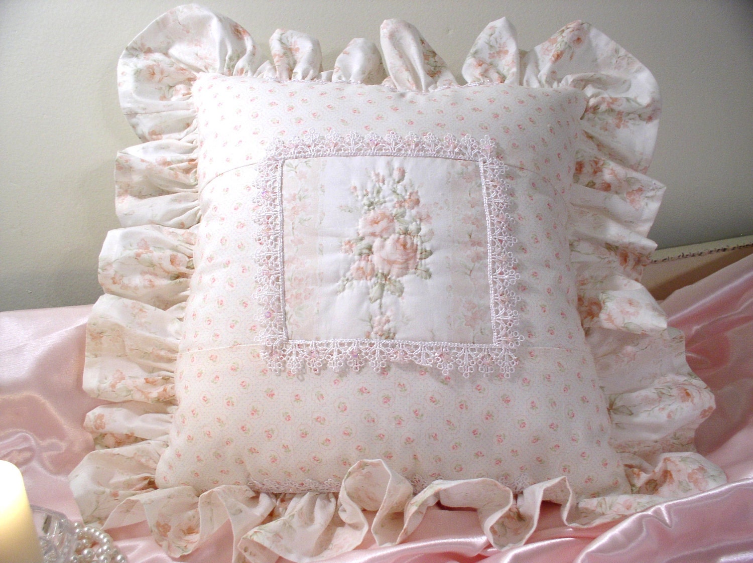 Shabby Cottage Chic Throw Pillow 14in By 14 In Square   Il Fullxfull.308376328 