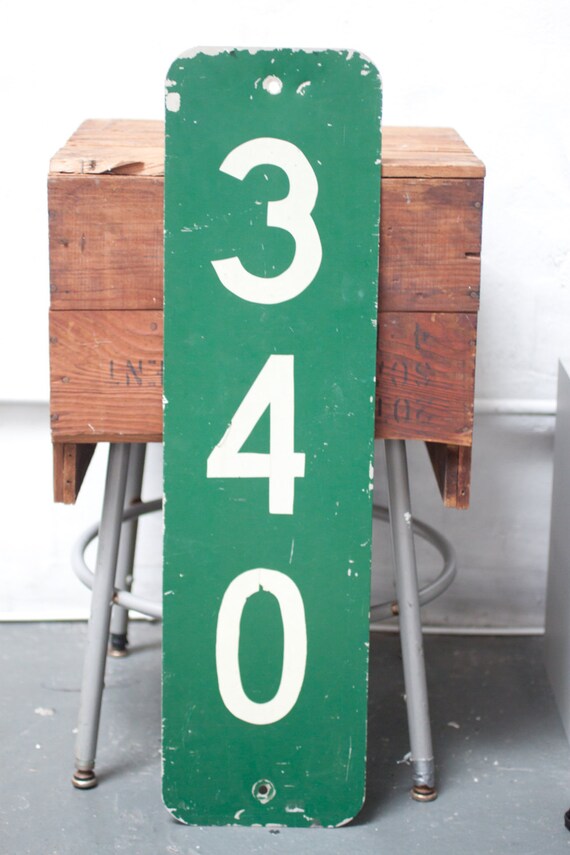 Baseball Outfield Industrial Green Metal Number Sign 340