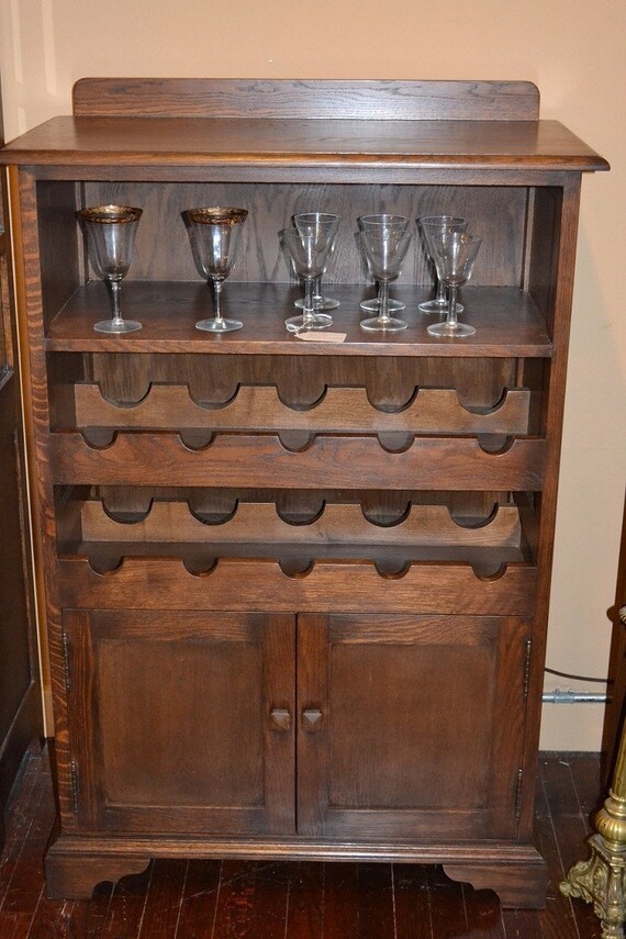 Mission Oak Wine / Wine Rack and Wine by OakParkAntiques