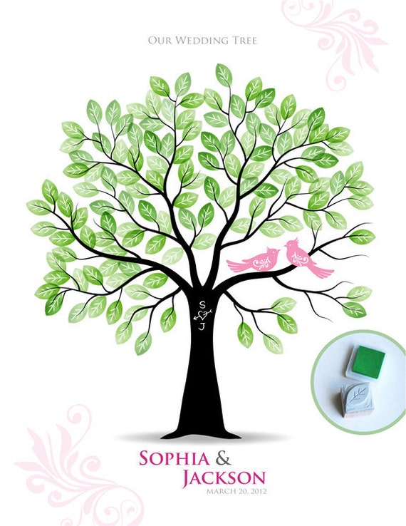 Items similar to Stamp Me Wedding Tree Guest Book Poster with Hand