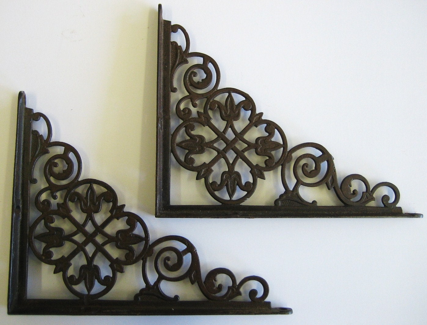 Vintage/ Antique Metal shelf brackets by freaksandfrolics on Etsy