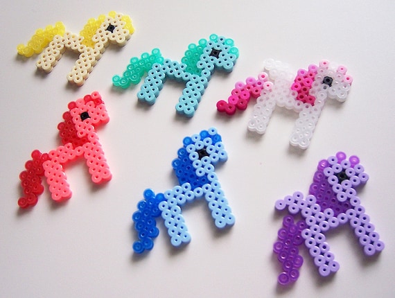 Items similar to Cute Kawaii Pixel Ponies Perler Beads - Yellow Red ...