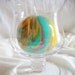 Round Purple Yellow and Green Marbled Candle