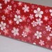 Fabric Checkbook Cover WIth Vinyl Covering Made with Japanese Wagara Print "Chririmen Emboss - Sakura" Red