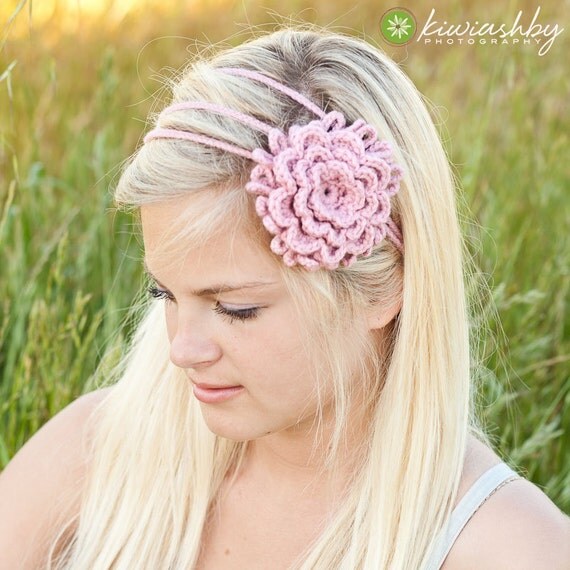 Crochet Pattern 3 Flower Chain Headband