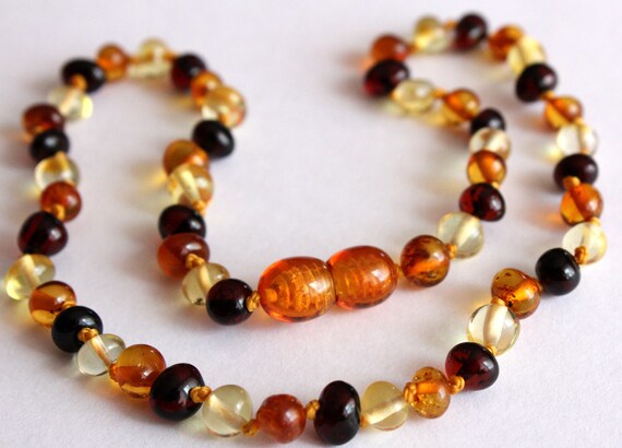 Baby Teething Necklace Baltic Amber Beads by BalticAmberGiftShop