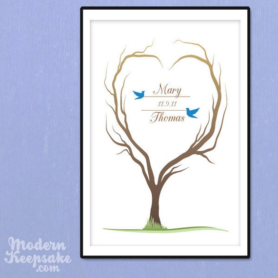 Wedding Tree Guest Book Heart Shaped Tree with Love by peachwik