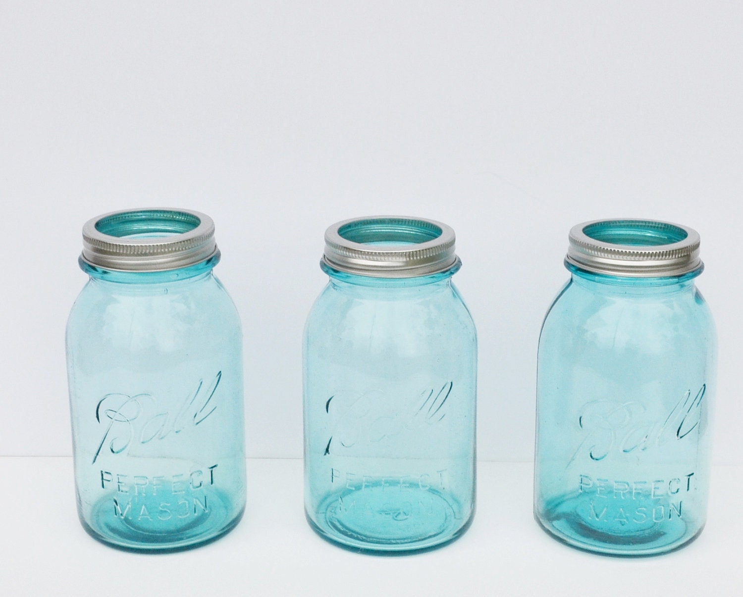 Vintage Blue Ball Perfect Mason Jars set of 3 by JudysJunktion