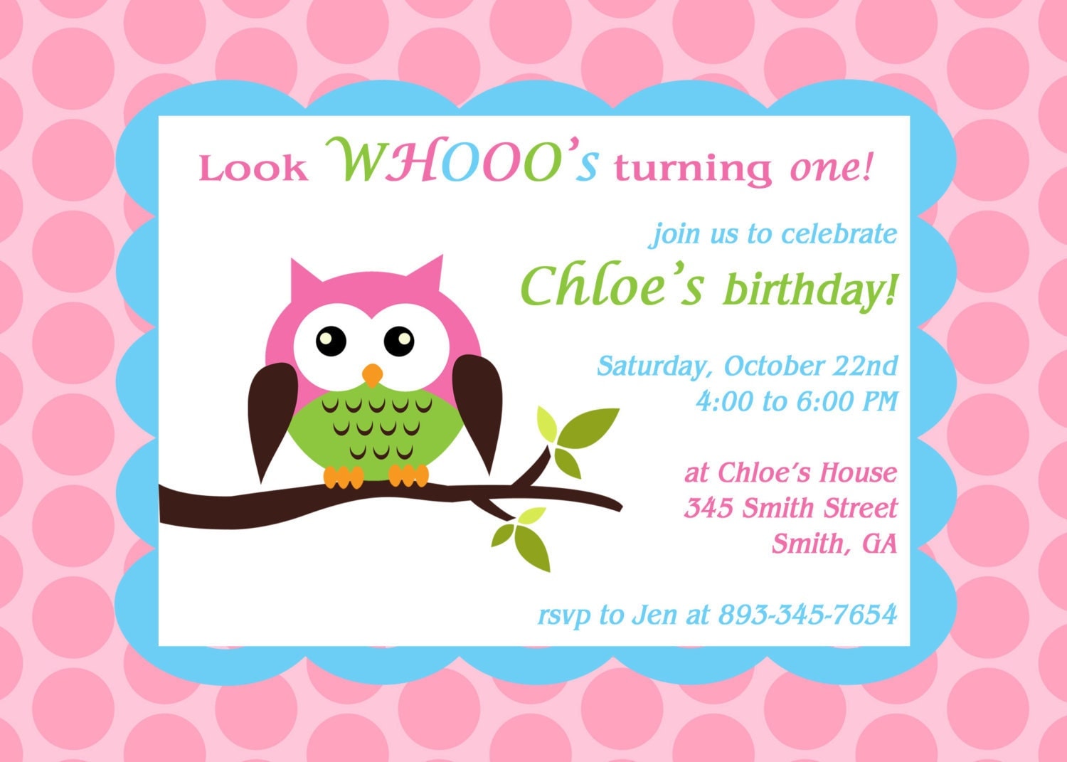 Owl Birthday Invitation Template 7