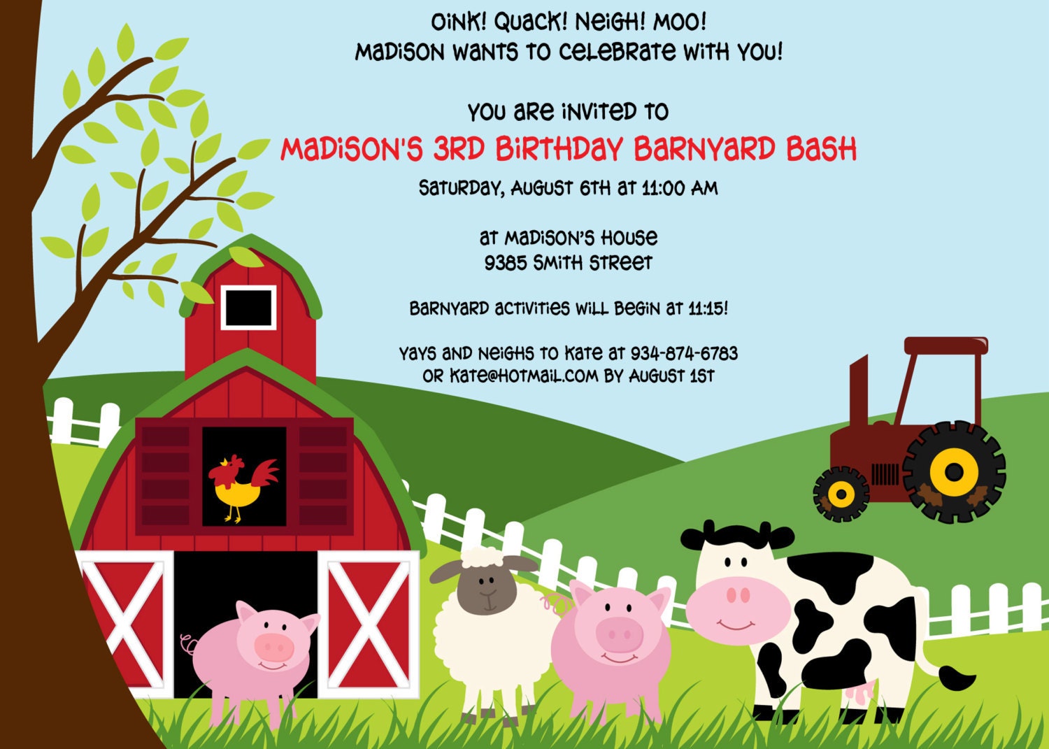 Farm Animal Birthday Party Invitations 2