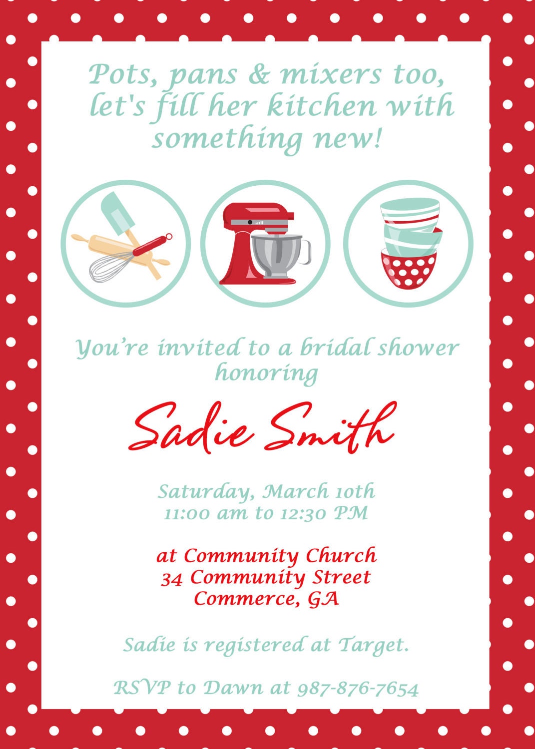 Kitchen Themed Bridal Shower Invitations 2