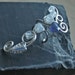 Nightdrop - sterling silver left sided wire ear cuff with rainbow moonstone and iolite teardrop bead