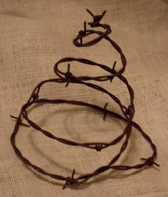Barbed Wire Tree Form Western Rustic Reclaimed Recycled Barb