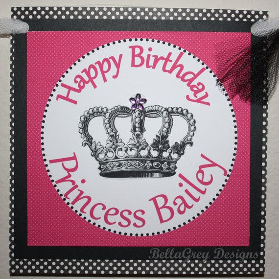 CUSTOM Party Banner - Custom Pretty Pink Princess Party - BellaGrey Designs Il_570xn