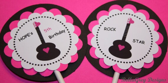 CUSTOM Toppers - Rock Star Party - BellaGrey Designs Il_570xn